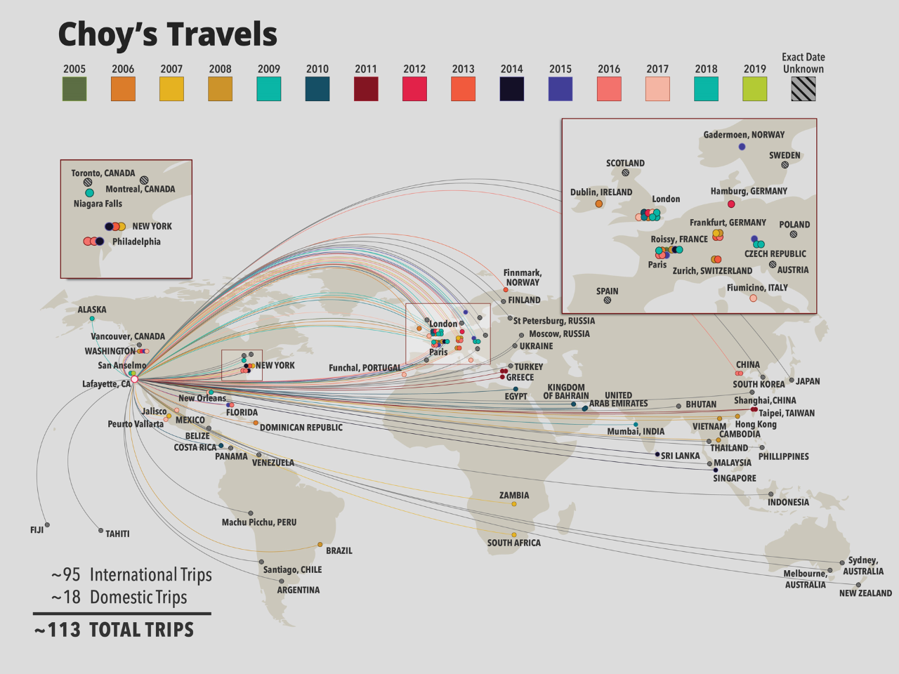 Plaintiff's Travel Map